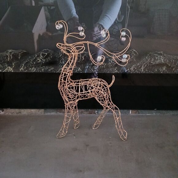 Metal Wire Reindeer 11" Seasonal Christmas Decoration Gold & Glitter Holiday - Picture 2 of 11